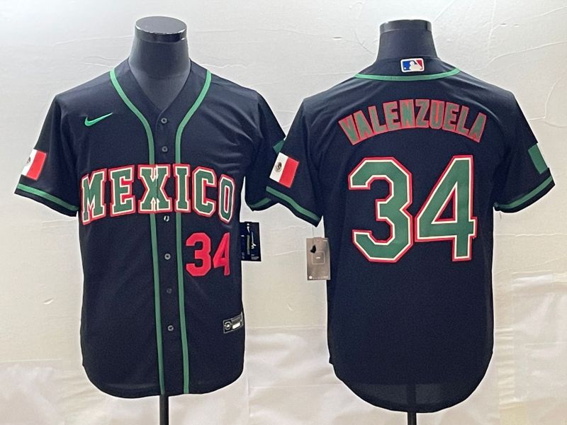 Men 2023 World Cub Mexico 34 Valenzuela Black Nike MLB Jersey4